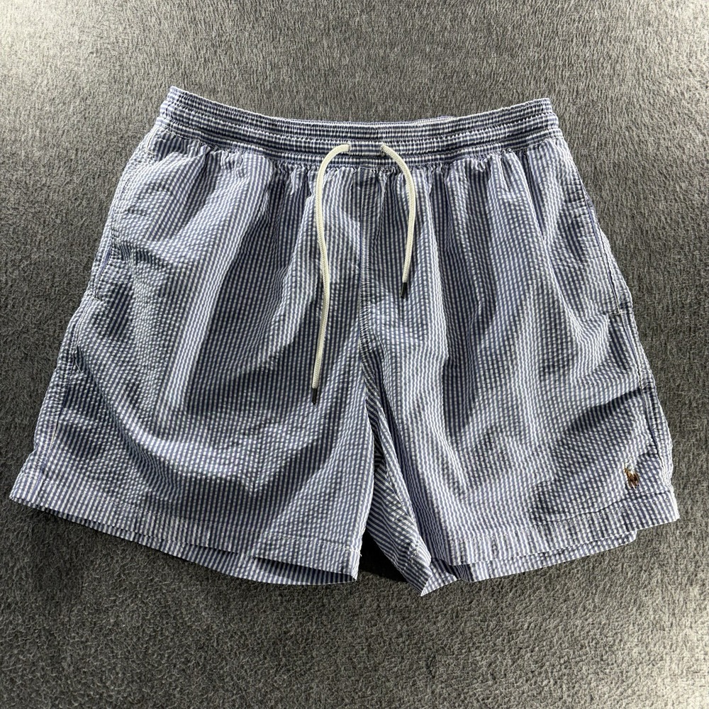 Polo Ralph Lauren Traveler Classic Fit Swim Trunk Seersucker 2XL Flesh Pony